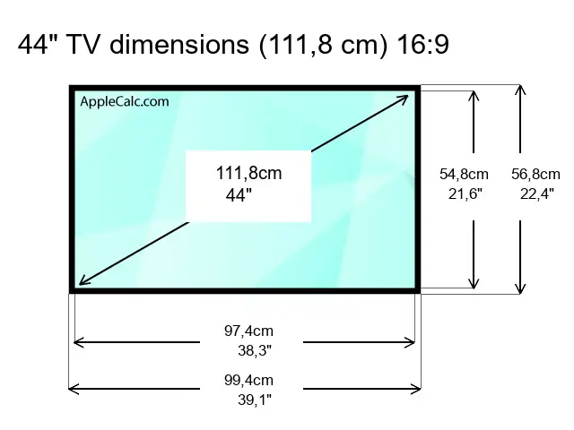 44 inch TV size in centimeters and inches - AppleCalc